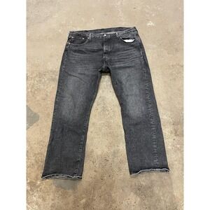 Levis‎ 501 Jeans Mens 40x30 Black Charcoal Wash Straight Leg Button Fly Stretch